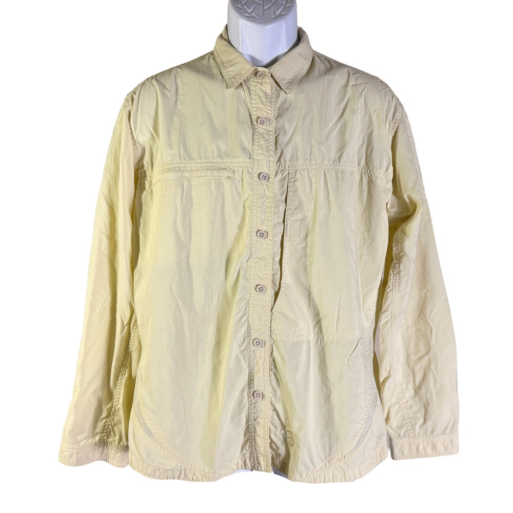 Mountain Hardwear Hiking Shirt Womens L Yellow Long Sleeve Nylon Ventilated